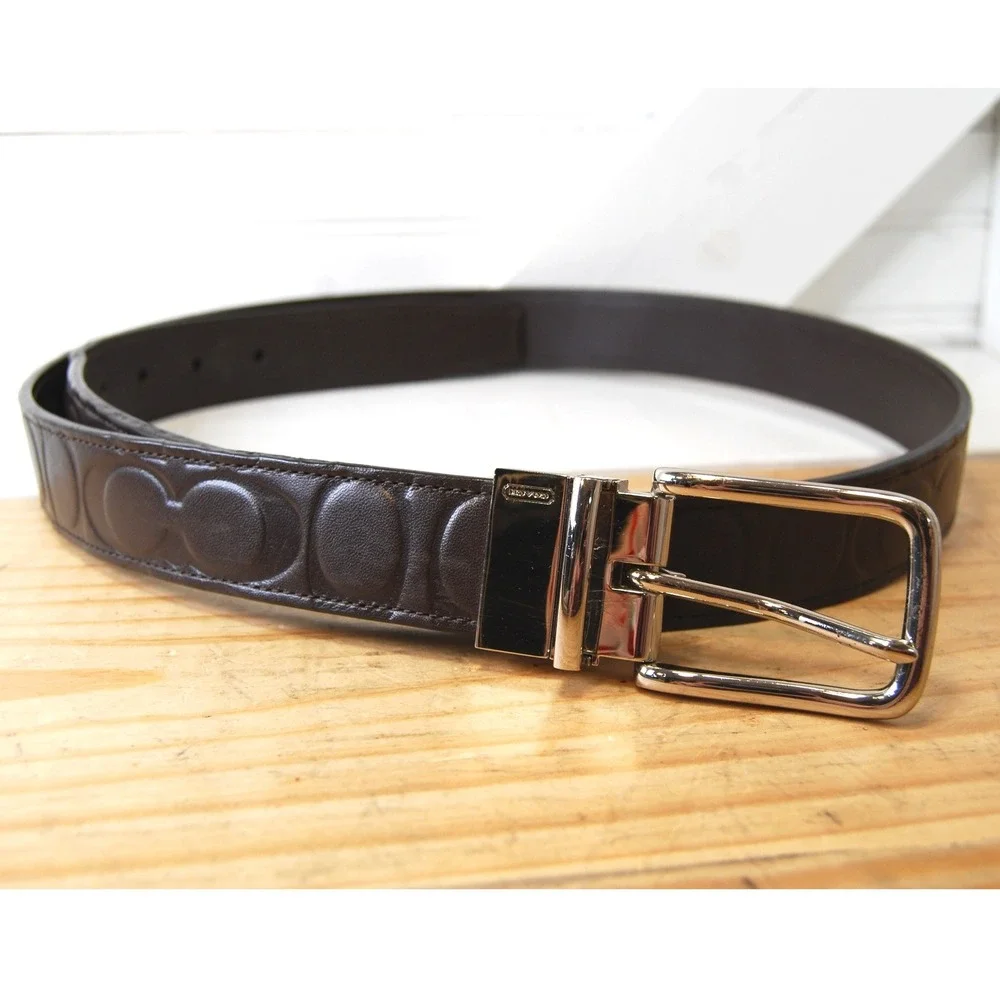 Coach belt Size 42 Reversible double-sided Black‎ & Brown Leather Embossed Logo